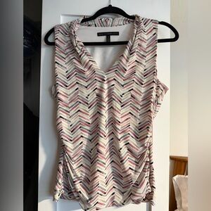 White House Black Market Sleeveless Chevron Print Cowl Neck Top Medium